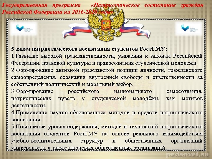 Федерального проекта патриотическое воспитание граждан рф