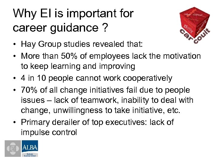 Why EI is important for career guidance ? • Hay Group studies revealed that: