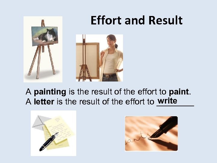 Effort and Result A painting is the result of the effort to paint. write