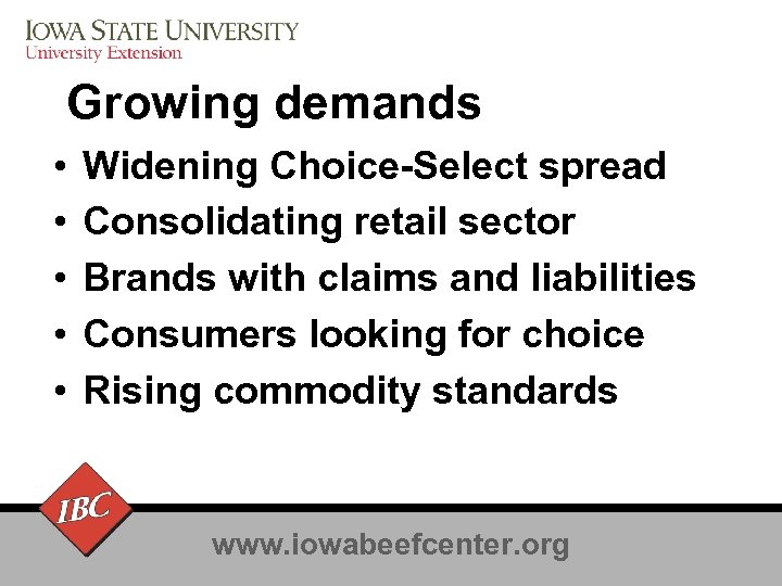 Growing demands • • • Widening Choice-Select spread Consolidating retail sector Brands with claims