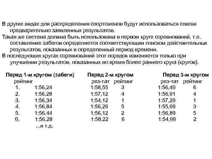 В других видах для распределения спортсменов будут использоваться списки предварительно заявленных результатов. Такая же