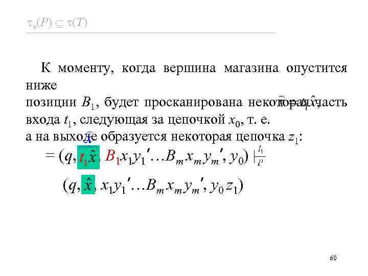  e(P) (T) К моменту, когда вершина магазина опустится ниже позиции B 1, будет