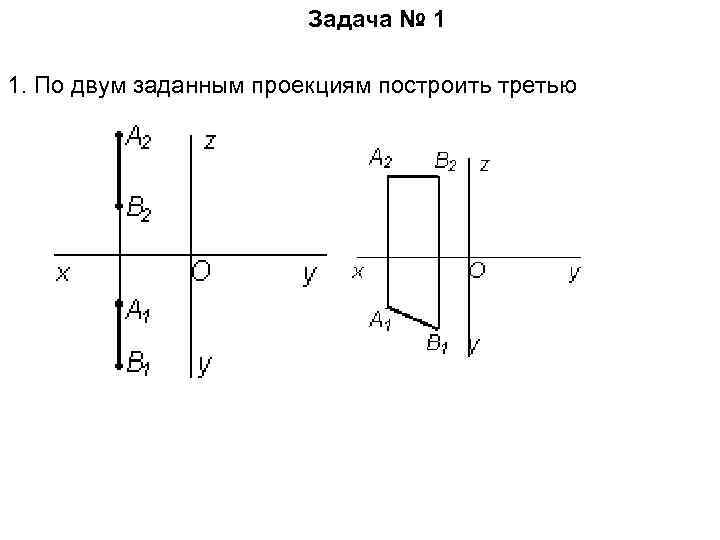 Задача № 1 1. По двум заданным проекциям построить третью 
