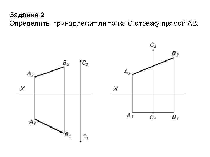 Точка k принадлежащая отрезку ав прямой частного положения показана на рисунке