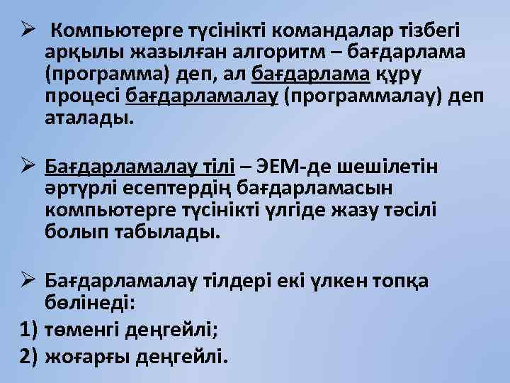 Бағдарламалау тілдері презентация