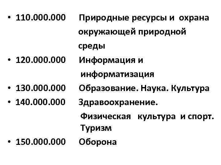 • 110. 000 Природные ресурсы и охрана окружающей природной среды • 120. 000