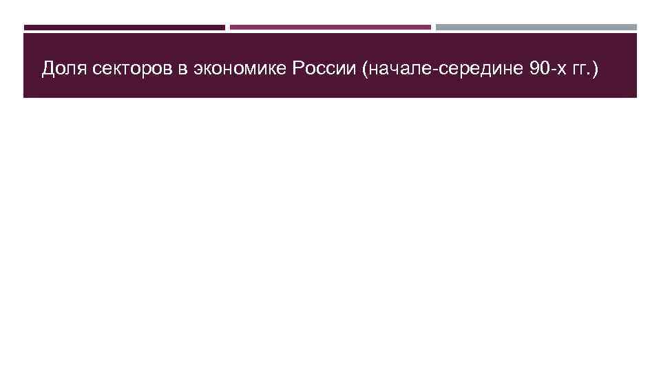 Доля секторов в экономике России (начале-середине 90 -х гг. ) 