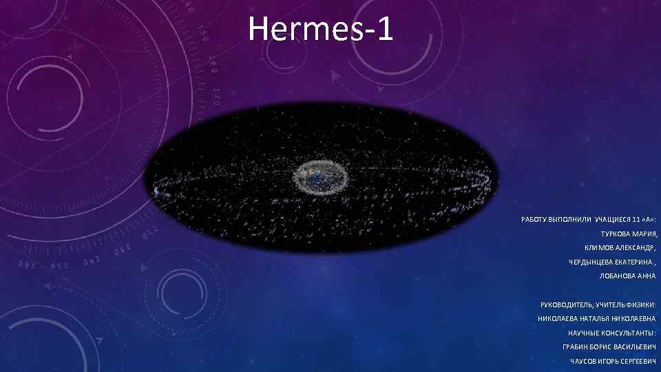 Hermes-1 РАБОТУ ВЫПОЛНИЛИ УЧАЩИЕСЯ 11 «А» : ТУРКОВА МАРИЯ, КЛИМОВ АЛЕКСАНДР, ЧЕРДЫНЦЕВА ЕКАТЕРИНА ,