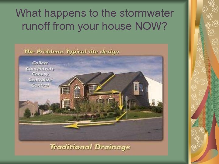 What happens to the stormwater runoff from your house NOW? 