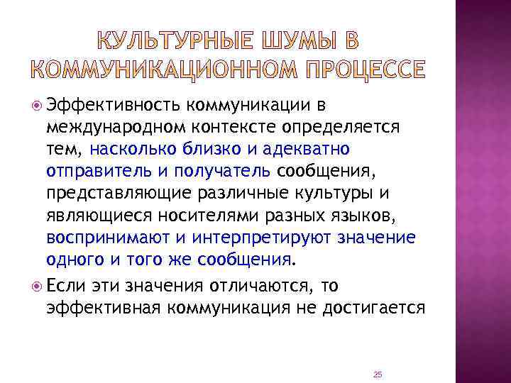 Эффективность коммуникации в международном контексте определяется тем, насколько близко и адекватно отправитель и