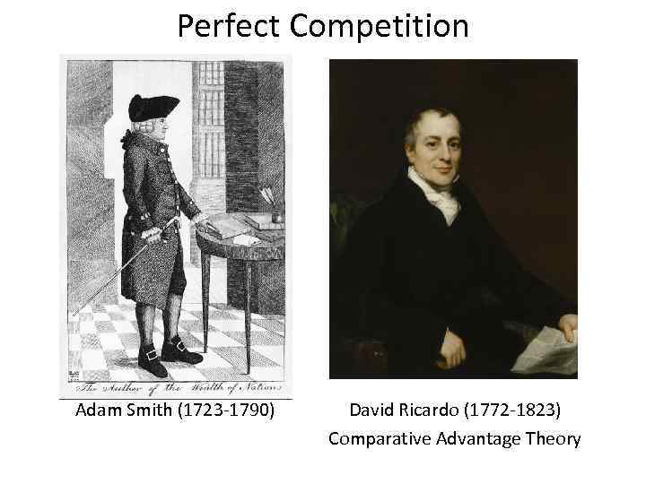 Perfect Competition Adam Smith (1723 -1790) David Ricardo (1772 -1823) Comparative Advantage Theory 