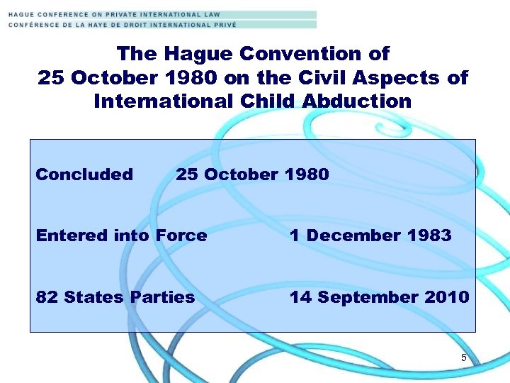 The Hague Convention of 25 October 1980 on the Civil Aspects of International Child