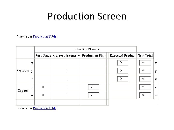 Production Screen 