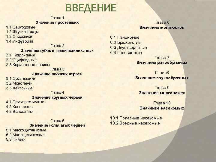 Глава 1 Значение простейших 1. 1 Саркодовые 1. 2 Жгутиконосцы 1. 3 Споровики 1.