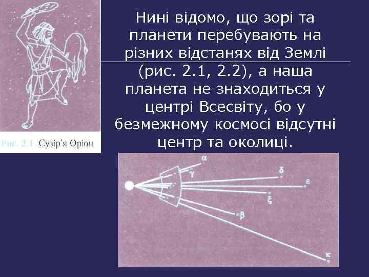 Нині відомо, що зорі та планети перебувають на різних відстанях від Землі (рис. 2.