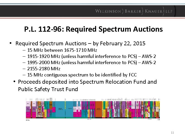 P. L. 112 -96: Required Spectrum Auctions • Required Spectrum Auctions – by February