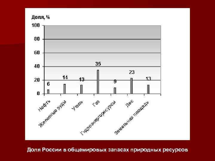 Доли руси. Доля России в общемировых запасах природных ресурсов. Доля природных ресурсов России. Доля РФ В общемировых запасах природных ресурсов в %. Место России в общемировых запасах природных ресурсах.