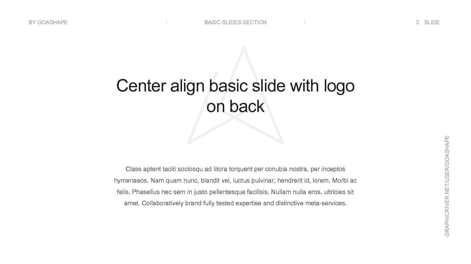 BASIC SLIDES SECTION 3 SLIDE Center align basic slide with logo on back Class