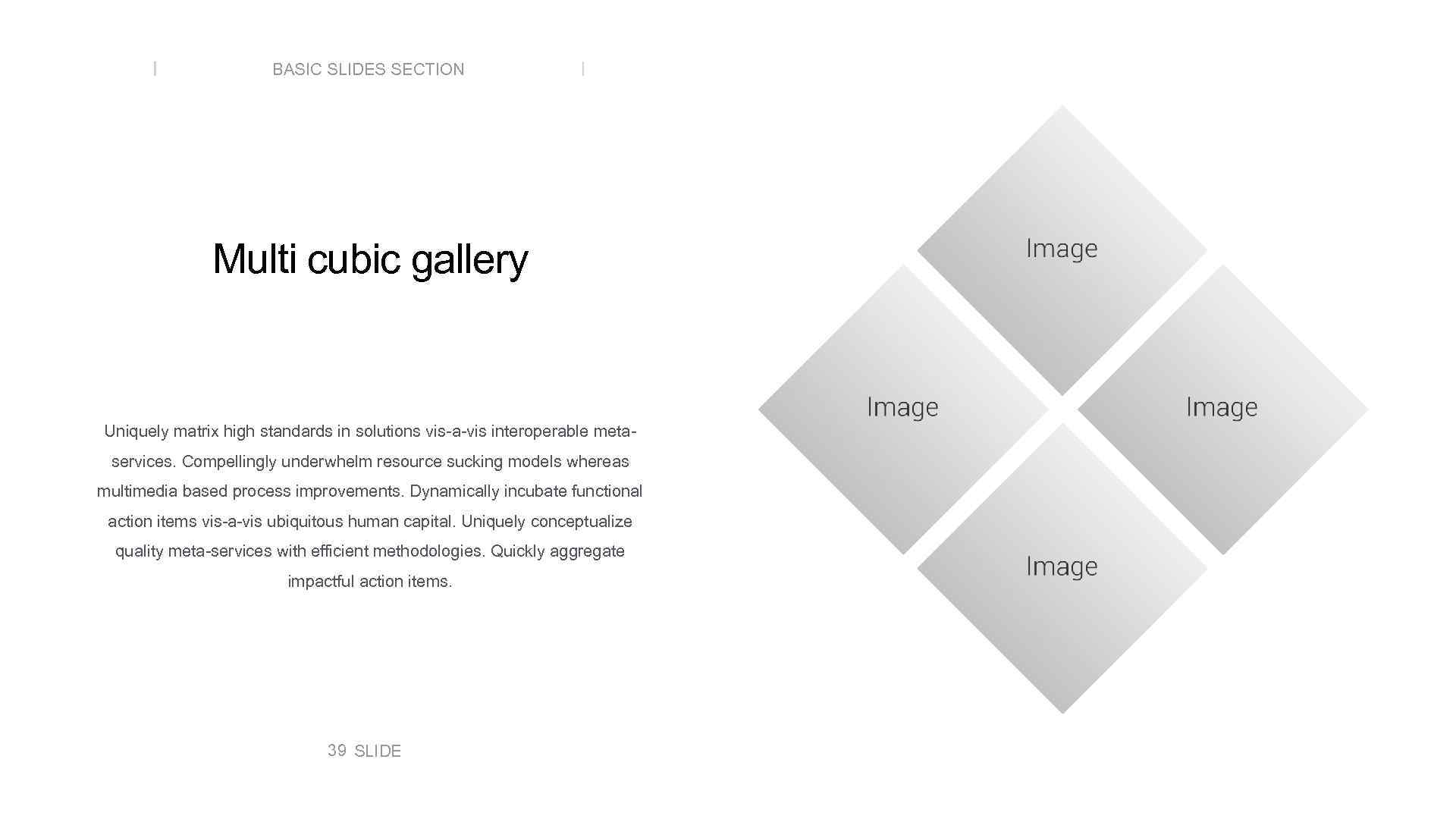 BASIC SLIDES SECTION Multi cubic gallery Uniquely matrix high standards in solutions vis-a-vis interoperable