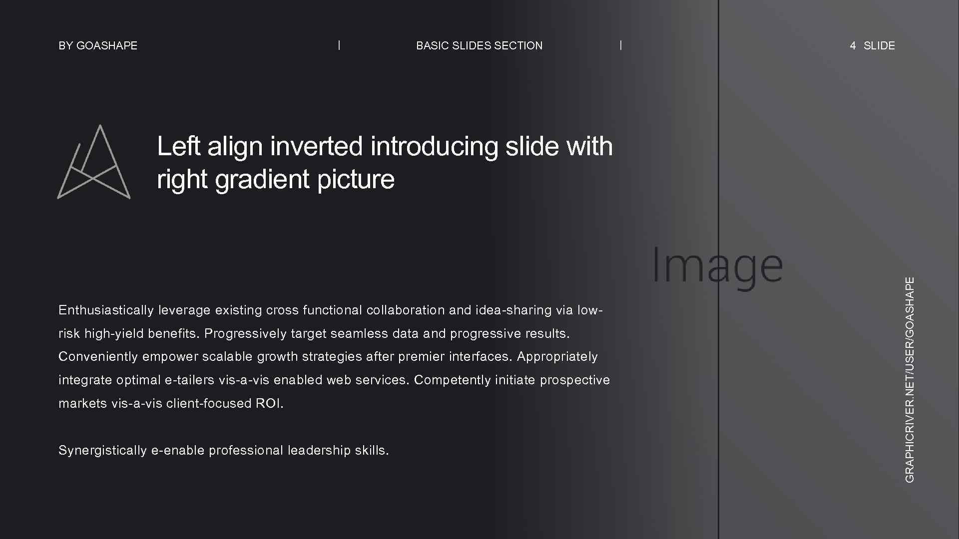 BY GOASHAPE BASIC SLIDES SECTION 4 SLIDE Enthusiastically leverage existing cross functional collaboration and
