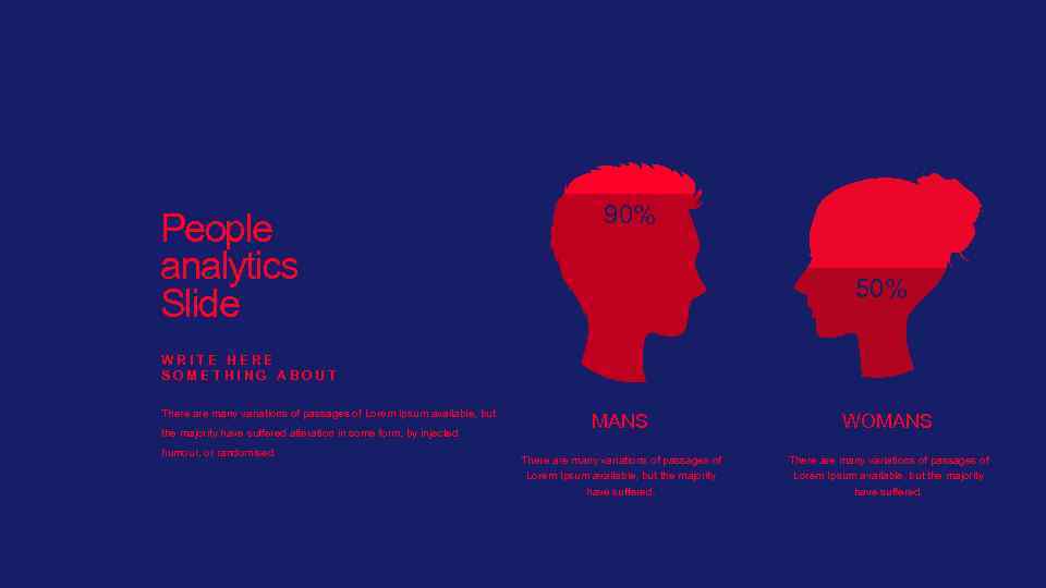 People analytics Slide 90% 50% WRITE HERE SOMETHING ABOUT There are many variations of