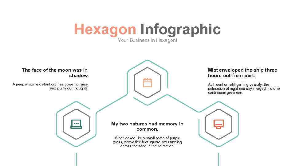 Hexagon Infographic Your Business in Hexagon! The face of the moon was in shadow.