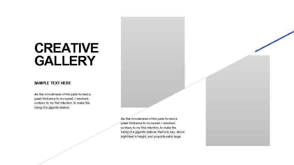 CREATIVE GALLERY SAMPLE TEXT HERE As the minuteness of the parts formed a great