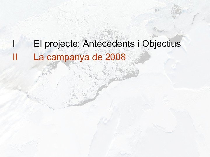 I II El projecte: Antecedents i Objectius La campanya de 2008 