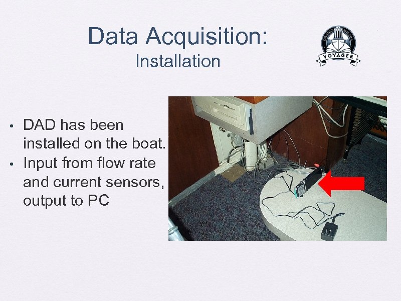Data Acquisition: Installation • • DAD has been installed on the boat. Input from