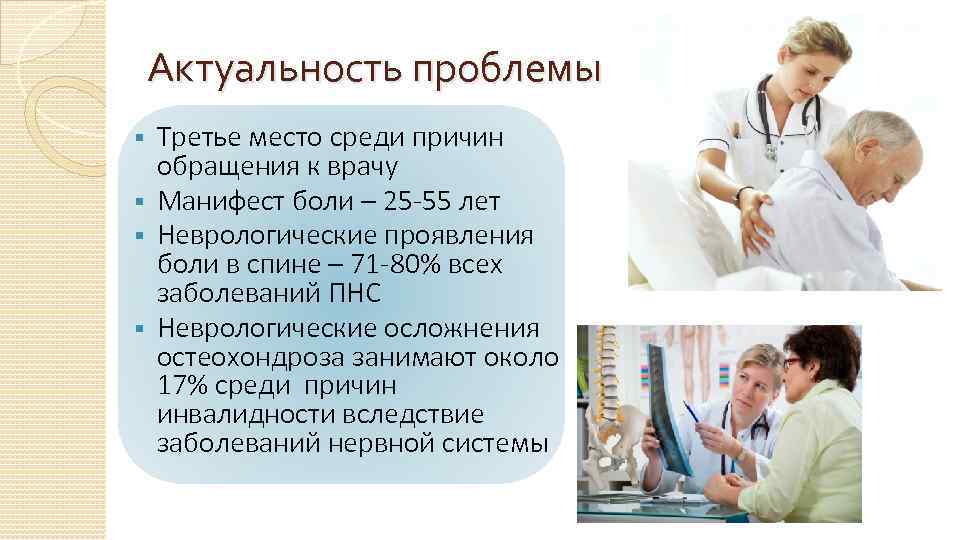 Актуальность проблемы Третье место среди причин обращения к врачу § Манифест боли – 25