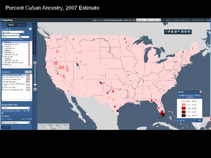 Percent Cuban Ancestry, 2007 Estimate 