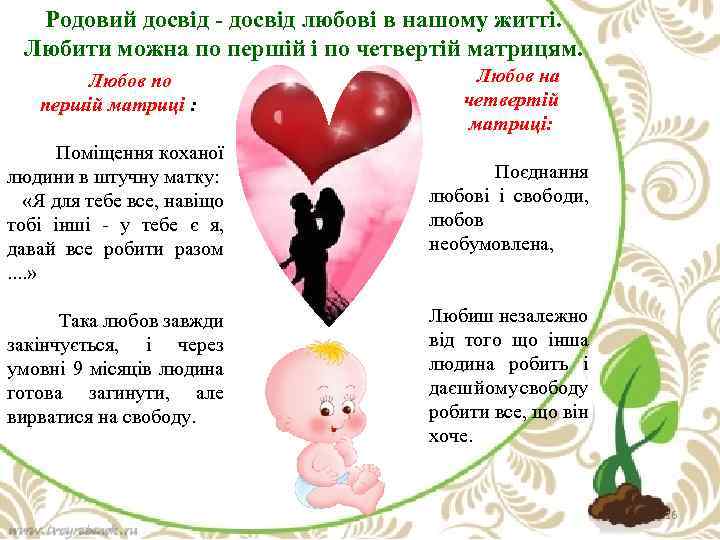 Родовий досвід - досвід любові в нашому житті. Любити можна по першій і по