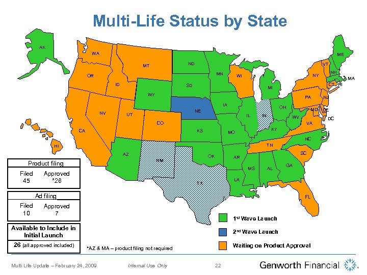 Multi-Life Status by State AK WA ME ND MT VT MN OR ID SD