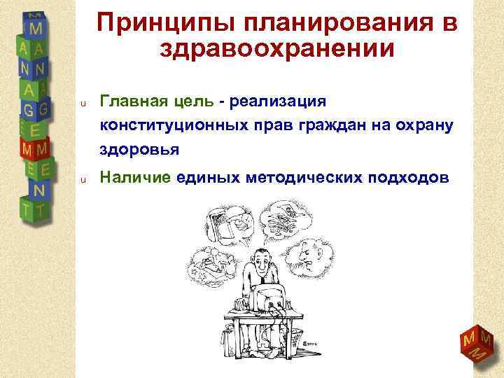 Принципы планирования в здравоохранении u u Главная цель - реализация конституционных прав граждан на