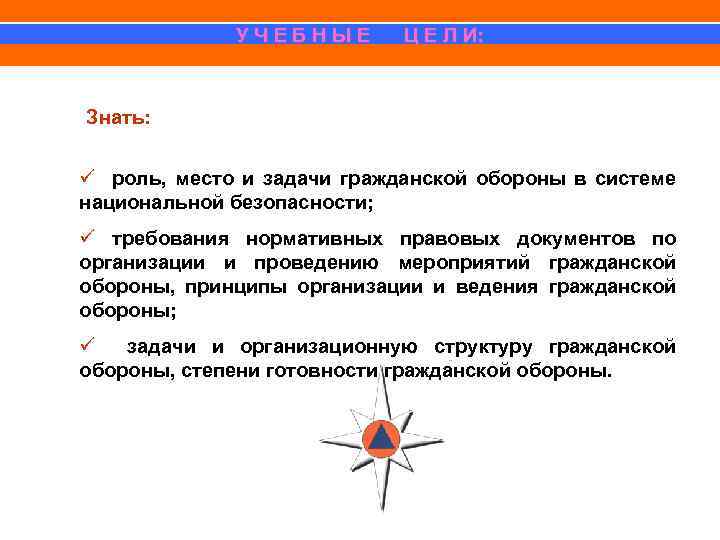 У Ч Е Б Н Ы Е Ц Е Л И: Знать: ü роль,