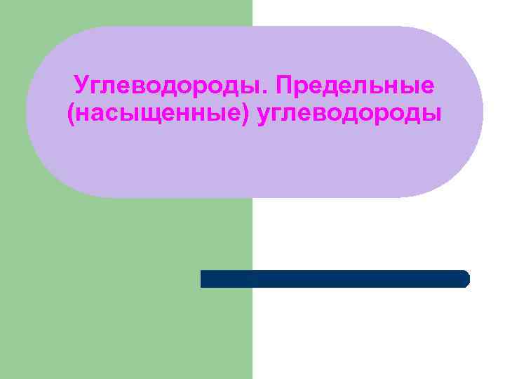 Углеводороды. Предельные (насыщенные) углеводороды 