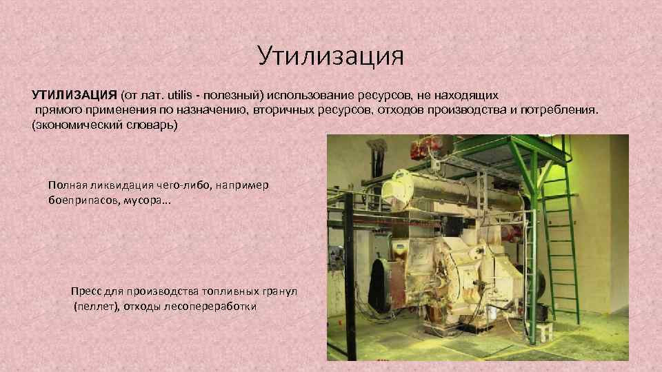 Утилизация УТИЛИЗАЦИЯ (от лат. utilis - полезный) использование ресурсов, не находящих прямого применения по