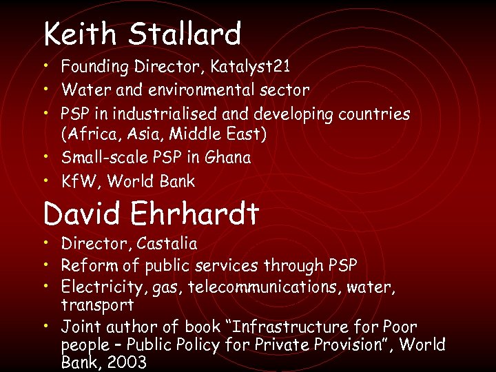 Keith Stallard • Founding Director, Katalyst 21 • Water and environmental sector • PSP