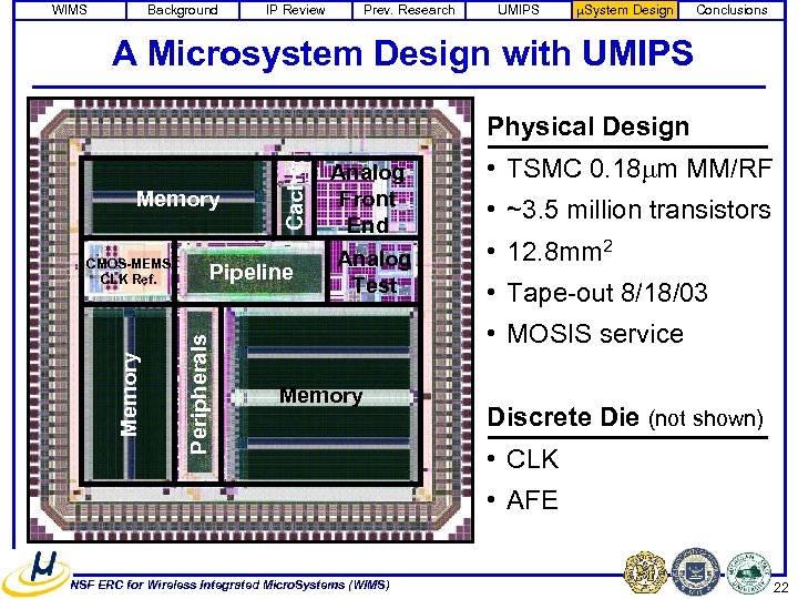 WIMS Background IP Review Prev. Research UMIPS m. System Design Conclusions A Microsystem Design