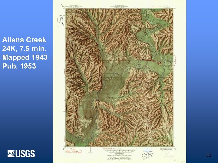 Allens Creek 24 K, 7. 5 min. Mapped 1943 Pub. 1953 32 