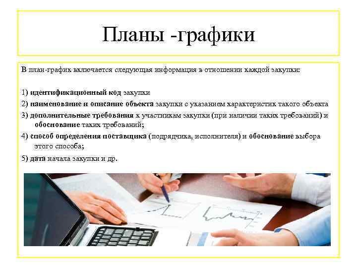 Планы -графики В план-график включается следующая информация в отношении каждой закупки: 1) идентификационный код