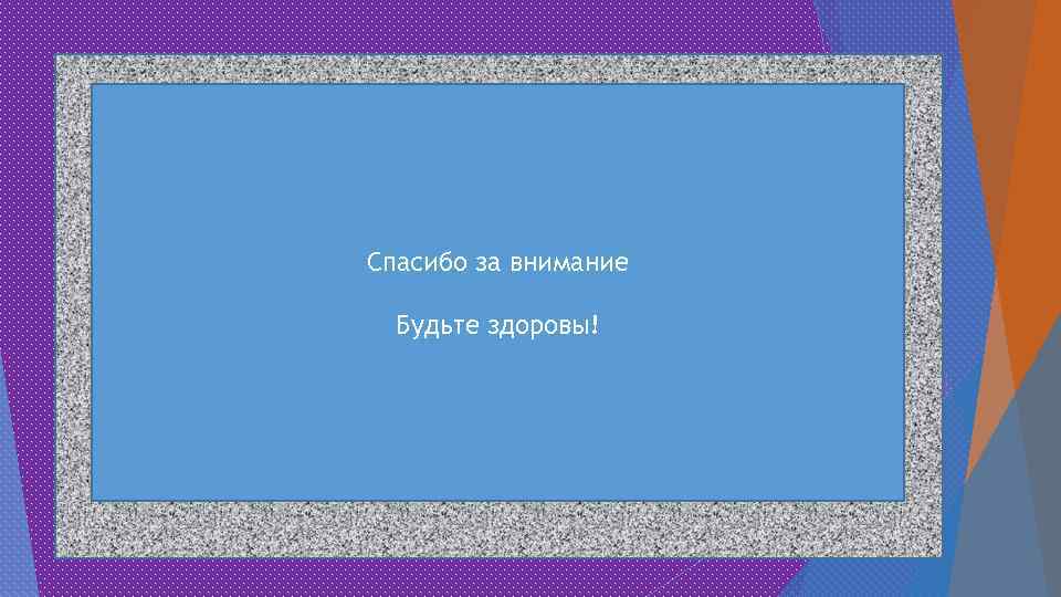 Спасибо за внимание Будьте здоровы! 