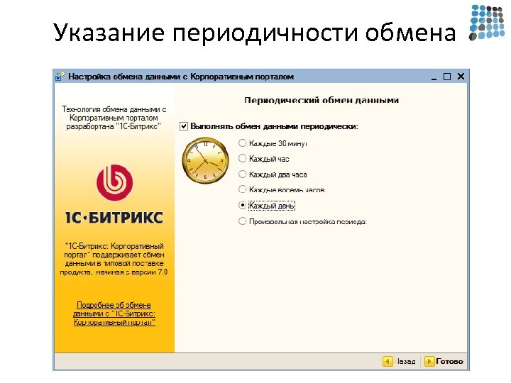 Указание периодичности обмена 