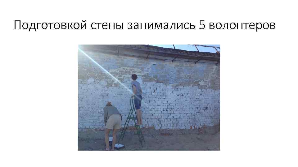 Подготовкой стены занимались 5 волонтеров 