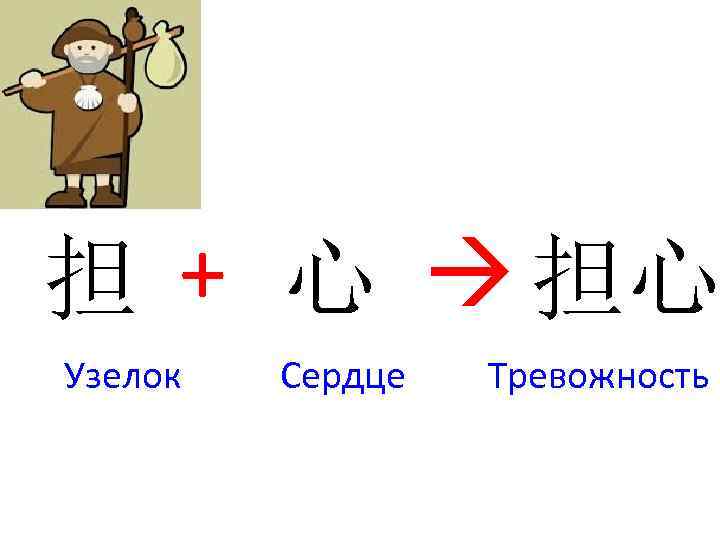 担 + 心 担心 Узелок Сердце Тревожность 