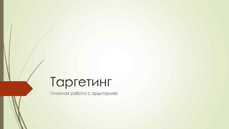 Таргетинг Точечная работа с аудиторией 