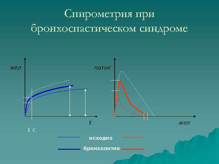 Спирометрия при бронхоспастическом синдроме жел поток t 1 с исходно бронхолитик жел 