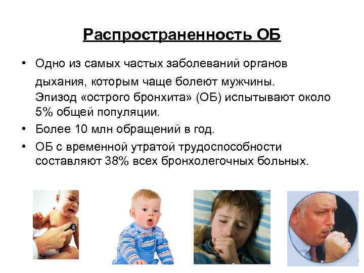 Распространенность ОБ • Одно из самых частых заболеваний органов дыхания, которым чаще болеют мужчины.