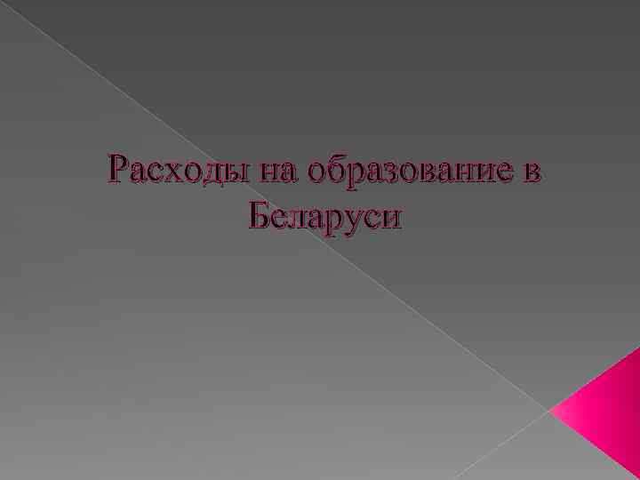 Расходы на образование в Беларуси 