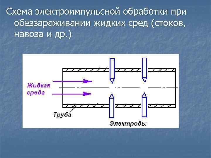 Схема электроимпульсной обработки при обеззараживании жидких сред (стоков, навоза и др. ) 